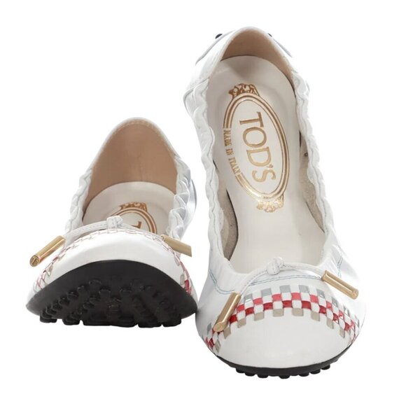 Tod's White Dee Laccetto Weave Ballerina Flats I Size: 37/ US 6.5 - Picture 1 of 11